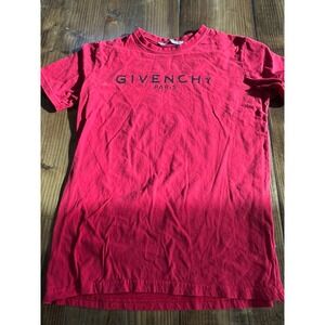 Givenchy Paris Logo T-Shirt Red Short Sleeve Cotton Crew Neck Mens Small